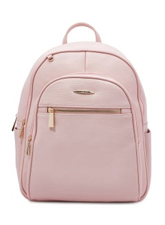Buy Faux Leather Fashion Backpack Pink in Saudi Arabia