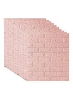Buy 10-Piece 3D Self Adhesive Brick Wallpaper Set Dark Pink 70 x 77centimeter in Saudi Arabia