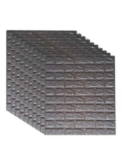 Buy 10-Piece 3D Self Adhesive Brick Wallpaper Set Grey 70 x 77centimeter in Saudi Arabia