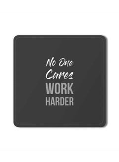 Buy 2-Piece Work Harder Designer Coasters Mat For Beverage Drinks Grey/White 3.8 x 3.8inch in UAE