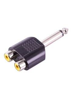 Buy Male Mono Plug To Dual RCA Female Jack Adapter Connector Black/Silver in UAE