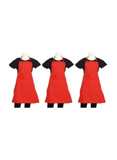 Buy Set Of 3 Cotton Kitchen Apron With Front Pocket Red 73 x 54cm in Egypt