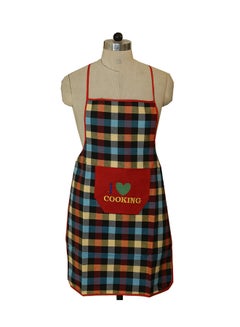 Buy Checked Design Cotton Kitchen Apron With Front Pocket Multicolour 72.5 x 50cm in Egypt