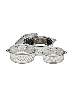 Buy 3-Piece Hot Pot Steel Set Silver in Saudi Arabia