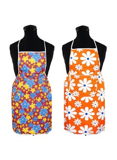 Buy 2-Piece Kitchen Apron With Front Pocket Multicolour 74 x 51cm in Egypt