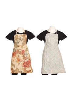 Buy 2-Piece Kitchen Apron With Front Pocket Multicolour 73 x 54cm in Egypt