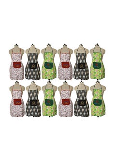 Buy Set Of 12 Waterproof Kitchen Apron With Front Pocket Multicolour 29 x 20inch in Egypt