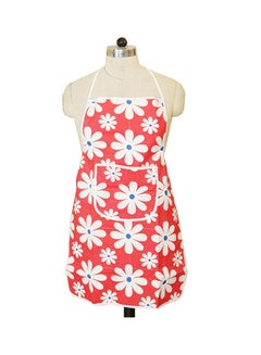 Buy Floral Design Kitchen Apron With Front Pocket Red/White 29 x 20inch in Egypt