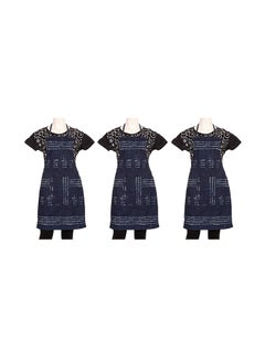 Buy 3-Piece Cotton Kitchen Apron With Front Pocket Set Blue/White 73 x 54cm in Egypt