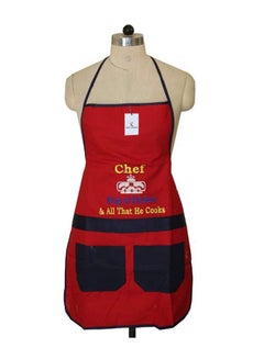 Buy Waterproof Cotton Kitchen Apron With Front Pocket Red/Blue 74 x 51cm in Egypt