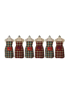 Buy Set Of 6 Checked Design Cotton Kitchen Apron With Front Pocket Multicolour 29 x 20inch in Egypt