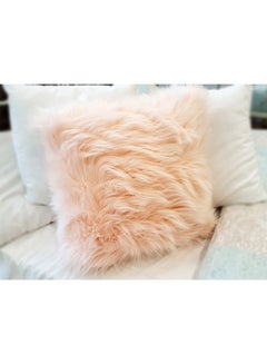 Buy Artificial Fur Cushion Cover Beige 40 x 40centimeter in UAE