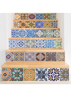 Buy 6-Piece Self-Adhesive Waterproof Brick Stair Sticker Multicolour in UAE
