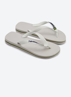 Buy Brand Name Detail Strap Round Toe Flip Flops White in Saudi Arabia