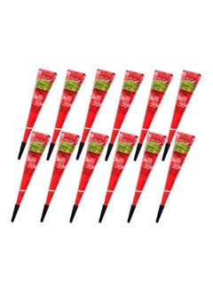 Buy 12-Piece INSTANT  CHILLI RED  GOLECHA HENNA MEHANDI CONE Red 28grams in UAE