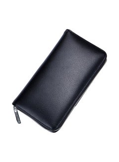 Buy Solid Leather Long Wallet Black in UAE