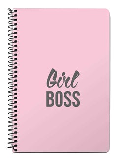 اشتري دفتر ملاحظات بسلك مطبوع عليه عبارة "Girl Boss" مقاس A5 وردي/أسود في الامارات