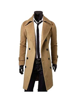 Buy Winter Slim Long Overcoat Brown in UAE