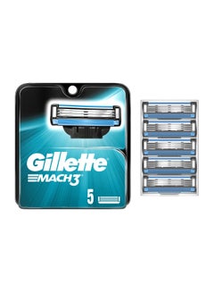 Buy 5-Piece Mach3 Razor Blade Set Silver/Blue in UAE