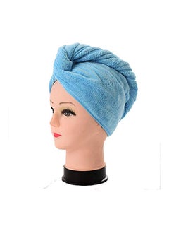 Buy 2-Piece Microfiber Hair Drying Towel Blue 25.6x11inch in Egypt