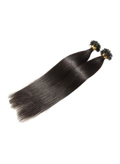 Buy 100 Strands Human Hair Extension 1B Natural Black 16inch in Saudi Arabia
