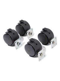 Buy Pack Of 4 Twin Wheel Casters Black/Silver 5x5x5centimeter in UAE