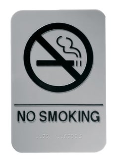 Buy No Smoking Pictogram Sign With Braille Grey/Black in UAE