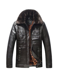 Buy Long Sleeves Leather Jacket Multicolour in UAE