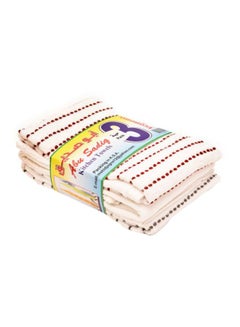 Buy 3-Piece Cotton Kitchen Towel Set White/Red in Saudi Arabia