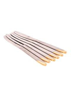 Buy 6-Piece Stainless Steel Knife Set Silver/Gold in Saudi Arabia