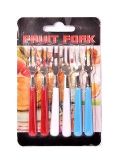 Buy 6-Piece Fruit Fork Set Red/Blue/Silver in Saudi Arabia