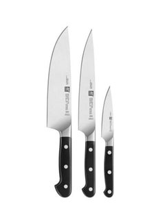 Buy 3-Piece Pro Knife Set Silver/Black 663grams in UAE