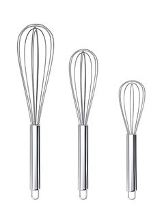 Buy 3-Piece Stainless Steel Egg Whisk Silver 8, 10, 12inch in Saudi Arabia