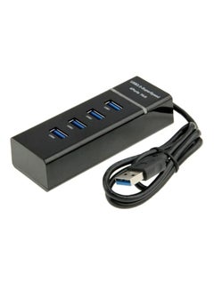 Buy 4-Port Portable USB 3.0 Hub With Splitter Adapter Cable Black in UAE