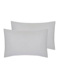 Buy 2-Piece Stripe Stylish Comfort Pillow Set Cotton White 23 x 120centimeter in UAE