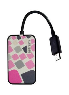 Buy USB 2.0 Card Reader With 4 Ports And 3D Sticker Design Pink in UAE