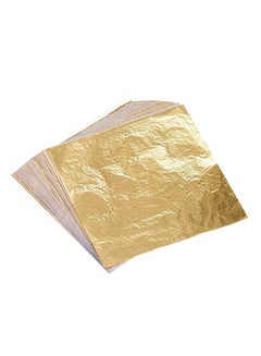 Buy 100 Sheets Imitation Gold Foil Paper Decorative Papers Golden 14x14centimeter in Saudi Arabia