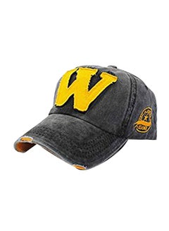 Buy W Letter Printed Fashion Snapback Yellow/Black in UAE