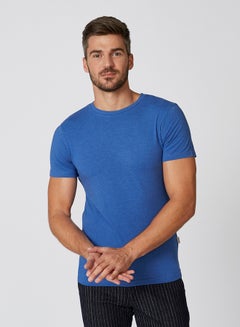 Buy Fashion Muscle Short Sleeves T-Shirt Blue in Saudi Arabia