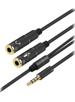 Buy Male To 2-Female Headset And Mic Y Splitter Cable Black in Saudi Arabia