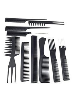 Buy 10-Piece Professional Styling Comb Set Black in Saudi Arabia