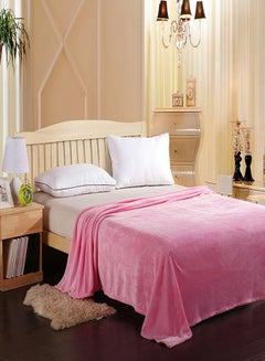 Buy Solid Design Bed Blanket Cotton Pink 150x200cm in Saudi Arabia