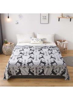 Buy Elk Printed Bed Blanket cotton Black 200x230cm in Saudi Arabia