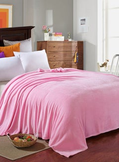 Buy Simple Solid Colour Blanket Cotton Pink 150x200cm in UAE