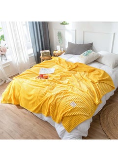 Buy Soft Solid Color Simple Blanket cotton Yellow 200x230cm in UAE