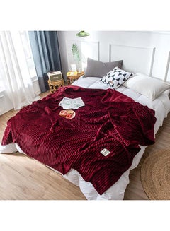 Buy Soft Solid Color Simple Blanket cotton Red 200x230cm in UAE