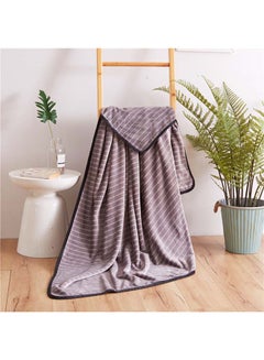 Buy Soft Flannel Striped Throw Blanket cotton Grey 180x200cm in Saudi Arabia