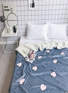 Buy Plush Flannel Peach Printed Throw Blanket cotton Blue 150x200cm in Saudi Arabia