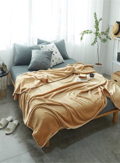 Buy Soft Plain Printed Bed Blanket Cotton Gold 100x120cm in Saudi Arabia