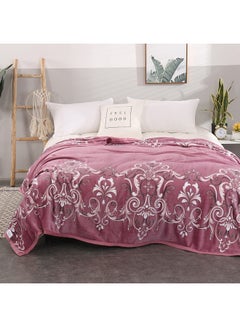 Buy Soft Flower Printed Bed Blanket Cotton Pink 2meter in Saudi Arabia